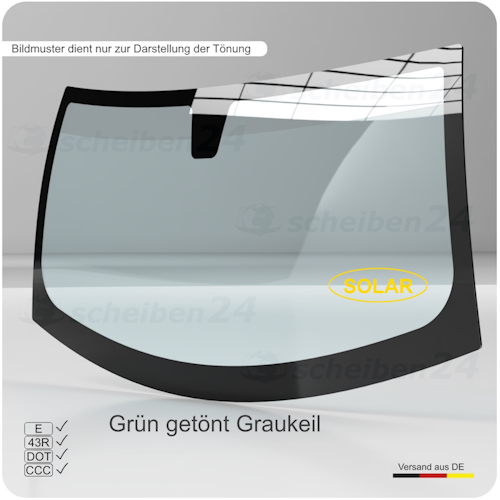 Kundenangebot Frontscheibe Windschutzscheibe für Mercedes C-Klasse Typ W204, S204 ab Bj.2007 Grün getönt mit Leiste oben